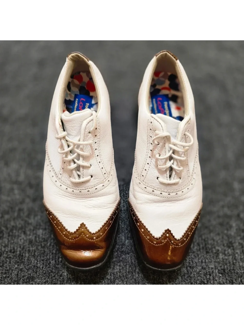 FootJoy LoPro Women’s Wingtip Golf Shoes 5.5M White Bronze